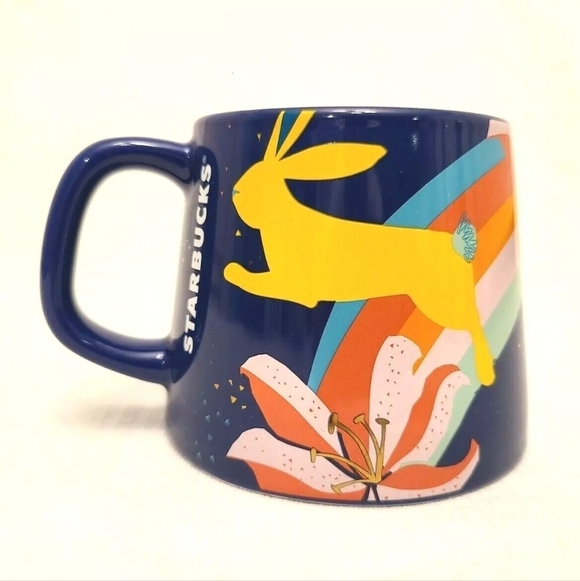 Starbucks Easter Spring 2021 Blue Bunny Ceramic Coffee Mug 14 Oz - Picture 10 of 11